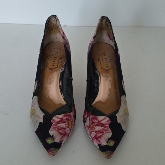 TED BAKER | Charmesa Pumps Heels Shoes Floral Black Pink sz 36 - Picture 3 of 9